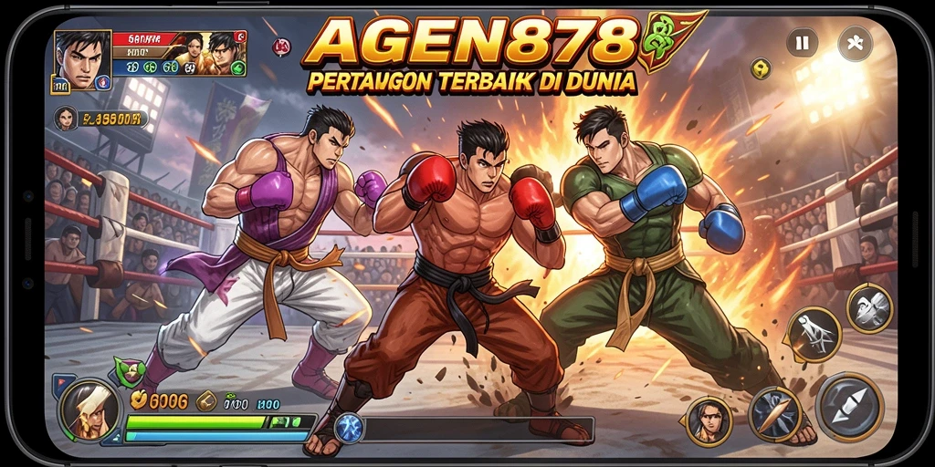 Tampilan aksion pertarungan seru AGEN878 dengan grafis menawan.