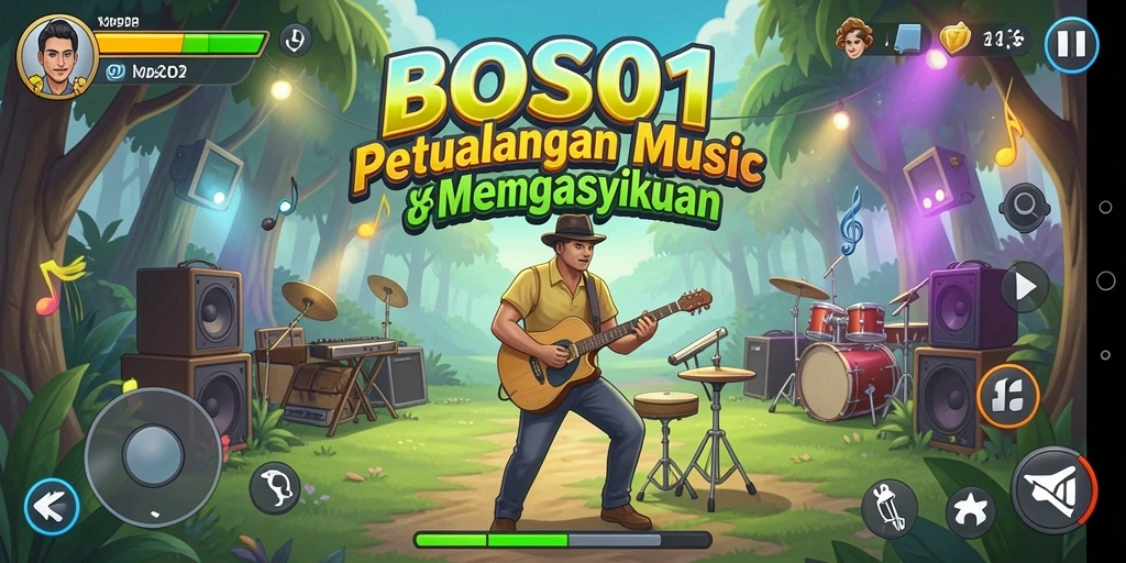 Tampilan gameplay BOS01 menampilkan aksi permainan musik yang seru.
