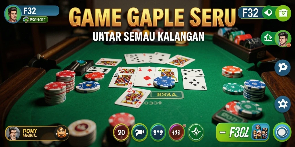 Gameplay seru Gaple di F32 dengan berbagai fitur menarik.