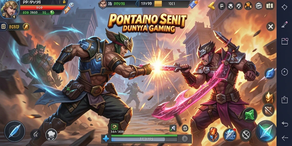 Tangkapan layar yang menunjukkan duel sengit dalam PPV99 dengan efek grafis menakjubkan.